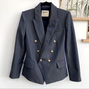 L’AGENCE KENZIE BLAZER IN TWILL SUITING WITH GOLD BUTTONS - SIZE 4